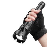 Newest powerful 4-Core P90 LED Flashlight With COB Side Light display torch 7 modes telescopic zoom for Camping