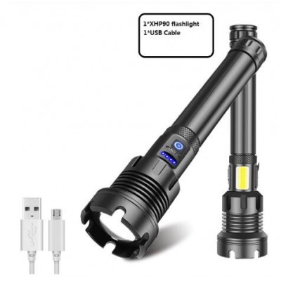 XHP90+COB Glare Flashlight Waterproof Zoomable USB Rechargeable Portable Flashlight Outdoor Illumination Lighting