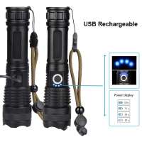 Telescopic High Lumen Zoomable Most Powerful XHP70 XHP50 LED USB Rechargeable Flashlight Torch(Battery not Included)