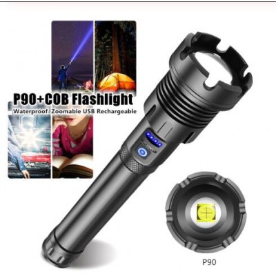 900000LM XHP90+COB LED Flashlight Ultra Bright 7-Modes Zoomable Torch Lamp Strong Light Flashlight Low Light Flashlight