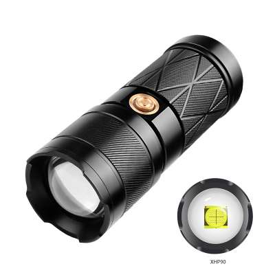 10000lumen TYPE-C usb Outdoor LED Flashlight XHP90 USB Zoomable  Rechargeable built-in Battery Flashlight