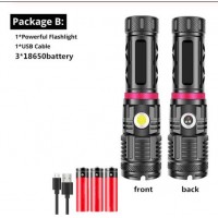 Super Bright XHP90 Powerful Flashlight Rechargeable COB RED BLUE GREEN LED Hunting Hand Lamp USB Torch 26650 Zoom Flash Light